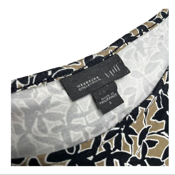 J. Jill Wearable Black Floral Stretch Midi Shift Dress Handkerchief Hem Small - Picture 7 of 7